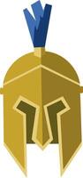 Golden Spartan Helmet with Blue Crest Icon vector