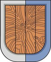Wooden Shield with Blue and Grey Borders vector