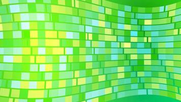 Seamless vibrant abstract background featuring a wave pattern of green and blue tiles. The design includes varying shades of green and blue, creating a dynamic and modern look loop. video