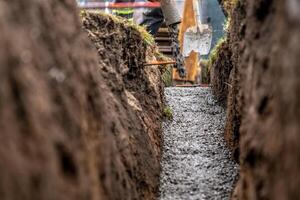 concrete in the ground for the foundation of the building photo