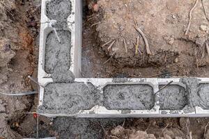 concrete foundations. construction of a family house photo