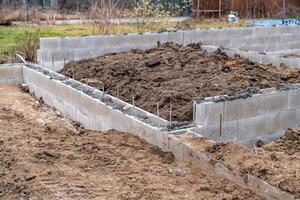 concrete foundations. construction of a family house photo