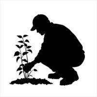 a man gardening silhouette eps file vector