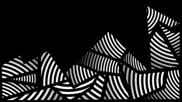 White repeating lines complex pattern abstract design on black background, futuristic dark loop able background video