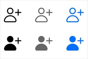 Add friend icon. Add new user symbol. Person profile avatar with plus sign. Follower pictogram. vector