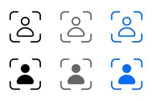 ID scanner icon. User identification sign. Personal verification pictogram. Identity authorization symbol. Face scanner illustration. Personal photo. Portrait. vector