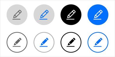 Pencil icon set. Edit icon . Draw symbol. Notepad sign. Crayons illustration. Grey, blue and black button. vector