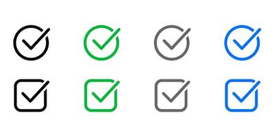 checkbox icon. Done symbol. Complete sign. tick pictogram. correct test illustration. vector