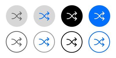 Crossed arrows icon. Control player sign. Mix symbol. Shuffle arrows. Repeat sound illustration. Randomize pictogram. Grey, blue and black button. vector