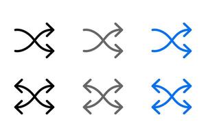 Crossed arrows icon. Intersect sign. Mix symbol. Shuffle arrows. Repeat illustration. Randomize pictogram. vector