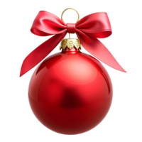Red Christmas ornament with large bow, transparent png