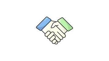 handshake animated icon motion graphic, color line loopable element video
