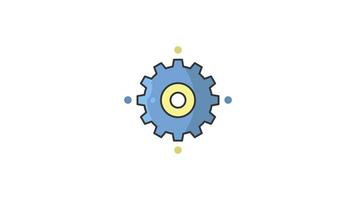 gear animated motion icon graphic for business, color line loopable element video