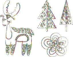 geometric Christmas icons, stars, tree and various others in full color vector