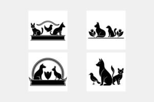 Pet icon set. Included the icons as dog, cat, animals, bird, fish, turtle, rebbit lizard, mouse. vector