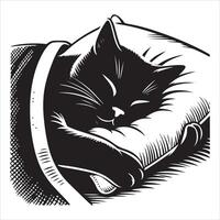 A Cat Sleeping with pillow , A Cat Sleeping with pillow silhouette, Cat vector