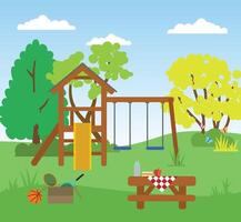 Kids play structure in a beautiful park vector