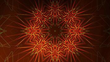 Motion background red and yellow abstract symmetrical design on brown background suitable for backgrounds, wallpapers, graphic design, geometric patterns, and artistic projects. video
