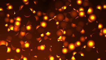 Orange glowing spheres on brown motion background, ideal for technology concepts, futuristic designs, or abstract digital artwork with a warm color palette. video