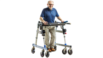 man using medical walker isolated transparent png