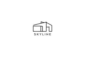 PrinMinimalist skyline logo featuring a modern architectural design with clean lines and simple shapes vector