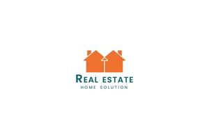 Real estate home solution logo featuring two orange houses representing property services vector