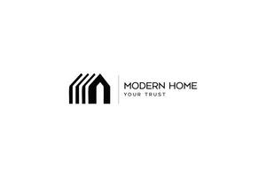 Modern home logo design featuring stylized housing elements and a trust message vector