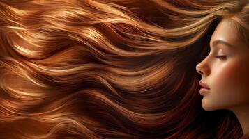 A young girl with smooth hair dances joyfully in the sunlight photo