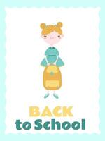 Cute card for the first day in the school vector