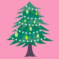 Christmas tree with opal and pearl ornaments vector