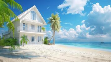 A serene cottage by the beach invites relaxation amidst tropical vibes photo
