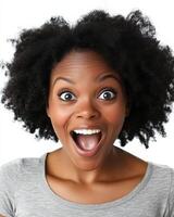 Her radiant smile captures the essence of pure joy and excitement photo
