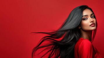 The woman captures attention with her stunning hair and striking presence photo