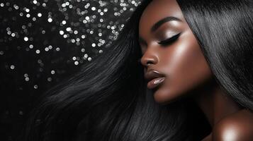 A striking portrayal of beauty and confidence radiates from the model photo