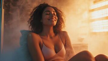 Enjoying a peaceful escape in soothing steam and warm ambiance photo