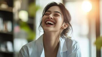 A bright and cheerful moment filled with genuine laughter and warmth photo
