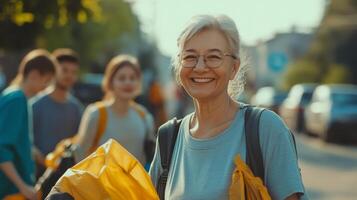 Community members clean local streets with enthusiasm and bright smiles photo
