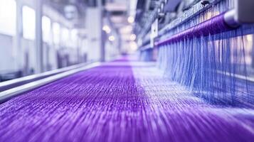 Colorful threads weave together, highlighting craftsmanship in a bustling factory photo