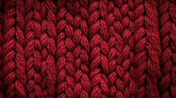 Textured red yarn exhibits craftsmanship and warmth in a cozy environment photo