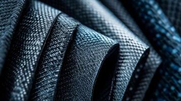 Details of luxurious fabric showcasing rich texture and depth in vibrant hues photo