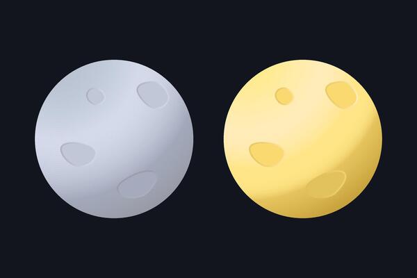 Full moon set. Isolated with dark background.