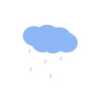 Drizzle rain and clouds cute hand drawn doodle minimalist illustration, simple symbol to describe weather, environment, climate cartoon object, weather forecast image vector