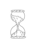 Hourglass time measuring instrument simple hand drawn doodle illustration, transparent glass sand container, astrology and mystery symbol, esoteric concept, boho style design element vector