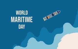 World Maritime Day. Illustration of a ship in the middle of the sea, as a banner or template for world maritime day. Holiday concept. Template for background, banner, card, poster vector