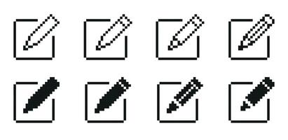 Edit icon set. Pixel pencil icon, sign up icon illustration. vector