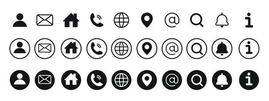 Contact us icon. Web icons set, home, call, email, address, globe, chat, message, location, at, mail, envelope, telephone, information, support, search, website, icon. vector