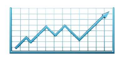 Blue line chart with grid and upward trend, isolated on transparent background png