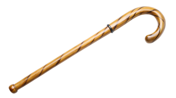 wooden cane with curved handle isolated transparent png