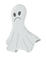 Adobe IllFlat upset hand drawn textured ghost with grunge texture. Scary design for Halloween isolated on white background. Cute ghost drawingustrator Artwork vector
