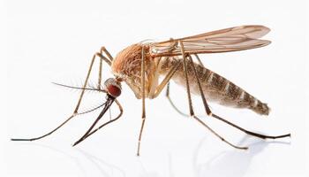 Realistic mosquito in super macro isolated on white background. photo
